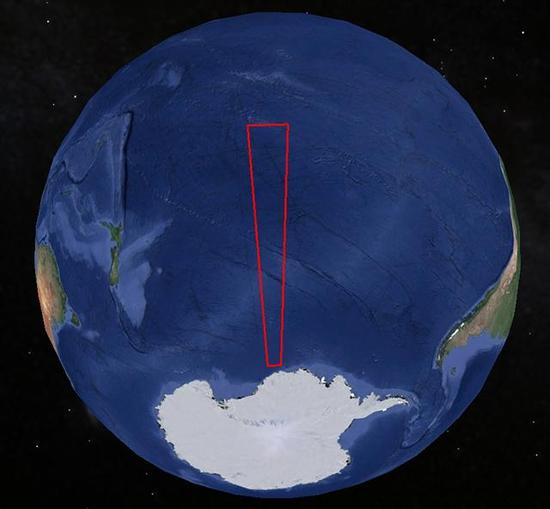 红框内为本次发射二级火箭落区。