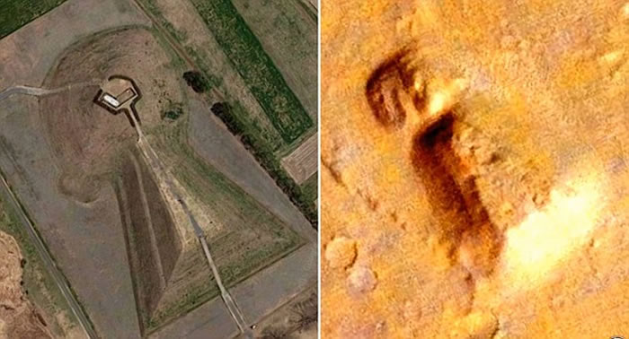 外星人猎人认为在火星照片中发现一座与日本古代坟墓十分相似的神秘丘陵高地